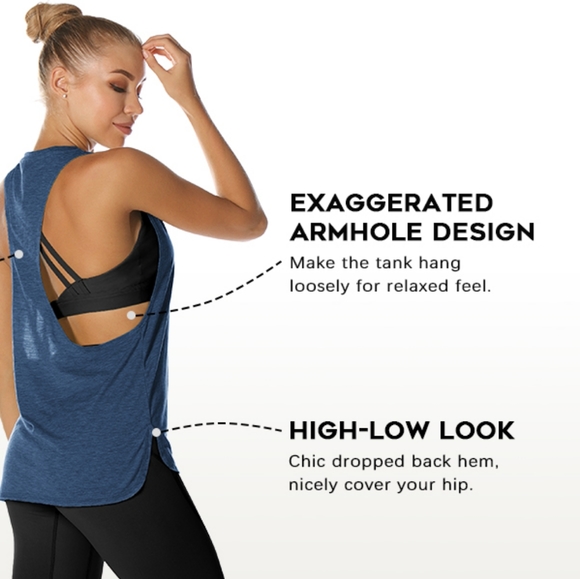 Work Out tank top racerback and exaggerated armholes - Blue color - Size Medium - Picture 14 of 15